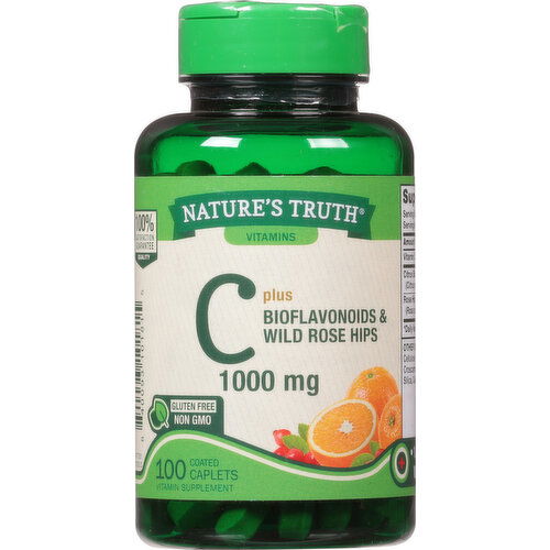 Nature's Truth Vitamin C, Plus Bioflavonoids & Wild Rose Hips, 1000 mg, Coated Caplets