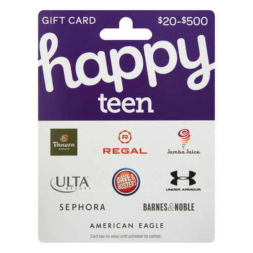 Gift Card Mall Gift Card, Happy Teen, $20-$500