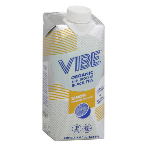 Vibe Black Tea, Electrolyte, Organic, Lemon