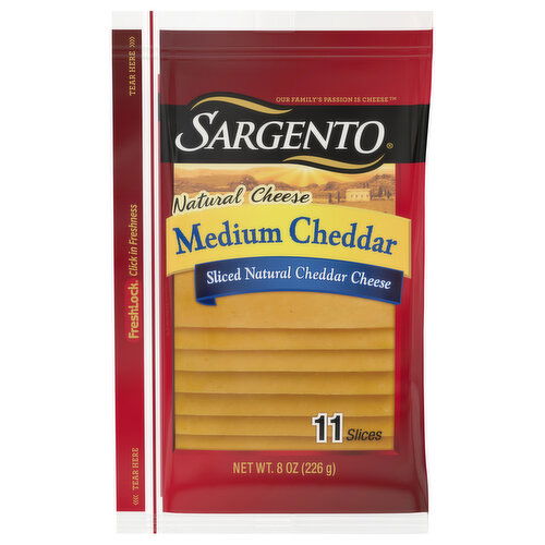 Sargento Cheese Slices, Natural, Medium Cheddar