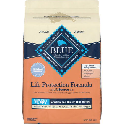 Blue Buffalo Food For Puppies, Natural, Chicken and Brown Rice Recipe, Large Breed Puppy