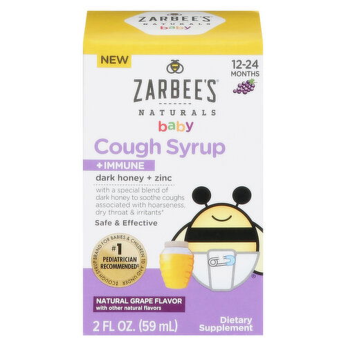 Zarbee's Cough Syrup + Immune, Baby, Natural Peach & Honey Flavor