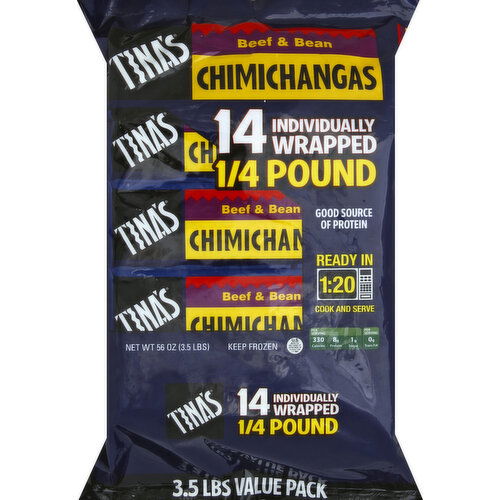 Tina's Chimchangas, Beef and Bean, Value Pack