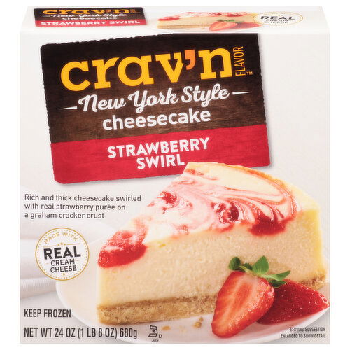 Crav'n Flavor Cheesecake, Strawberry Swirl, New York Style