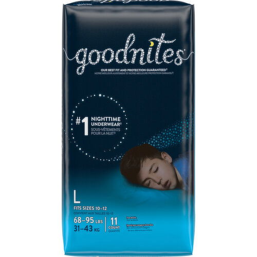 GoodNites Underwear, Nighttime, Large (68-95 lbs), Boys