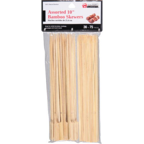 Culinary Elements Skewers, Bamboo, Assorted, 10 Inch