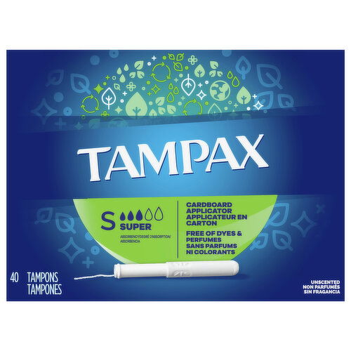 Tampax Tampons, Cardboard Applicator, Super Absorbency, Unscented