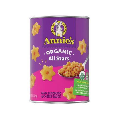 Annie's Pasta in Tomato & Cheese Sauce, Organic, All Stars