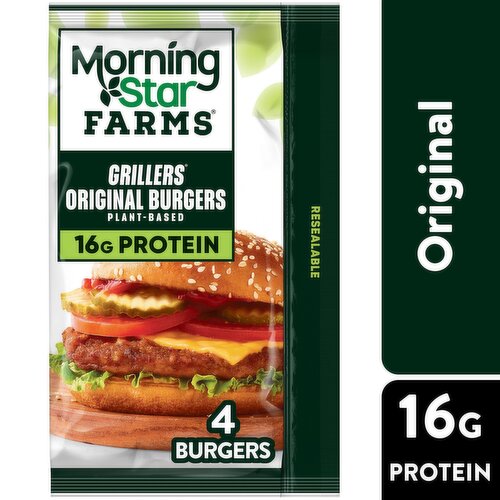 MorningStar Farms Plant Based Veggie Burgers, Grillers Original