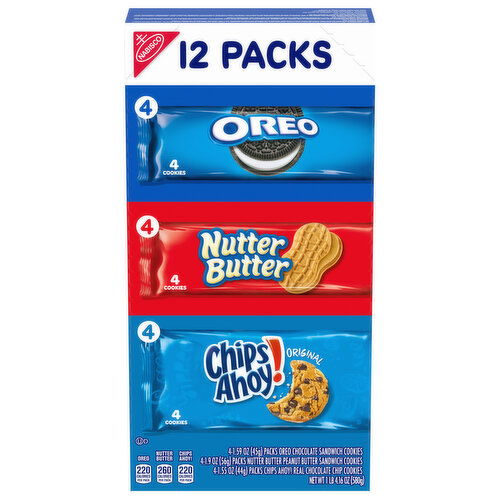 CHIPS AHOY!/NUTTER BUTTER/OREO Nabisco Cookie Variety Pack, OREO, Nutter Butter, CHIPS AHOY!, 12 Snack Packs