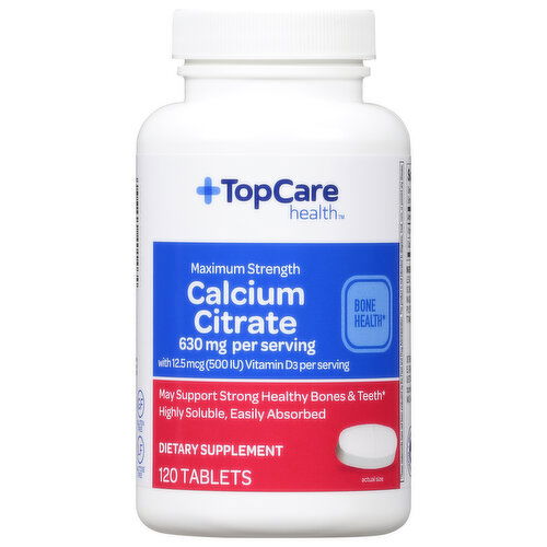 TopCare Calcium Citrate, Maximum Strength, 630 mg, Tablets