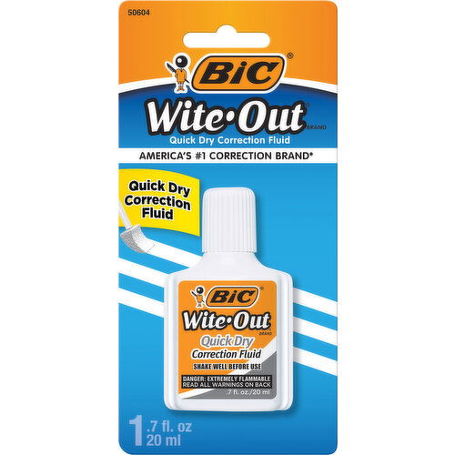 BiC Correction Fluid, White, Quick Dry