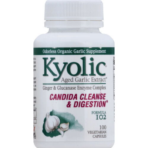 Kyolic Cleanse & Digestion, Candida, Formula 102, Vegetarian Capsules