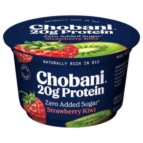 Chobani Yogurt, Zero Added Sugar, Lowfat, Greek, Strawberry Kiwi