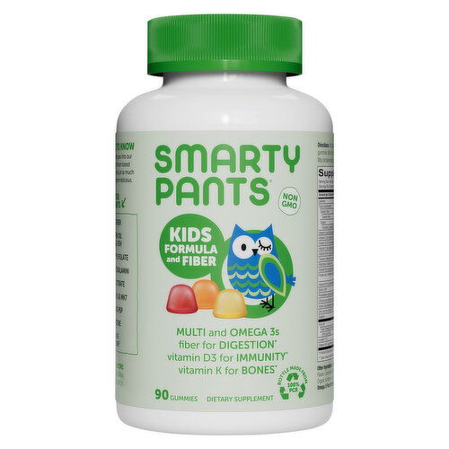 SmartyPants Formula and Fiber, Kids, Gummies, Strawberry Banana, Orange, and Lemon