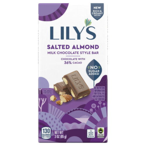 Lily's Bar, Salted Almond, Milk Chocolate Style