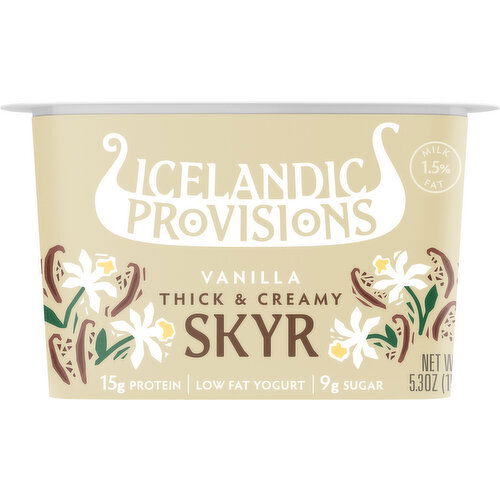 Icelandic Provisions Skyr, Low Fat, Vanilla, Thick & Creamy