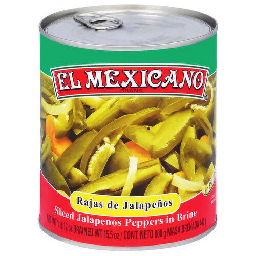 El Mexicano Jalapenos Peppers, in Brine, Sliced