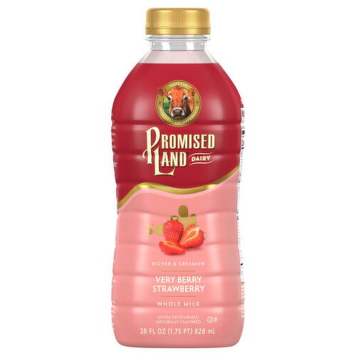 Promised Land Dairy Whole Milk, Very Berry Strawberry