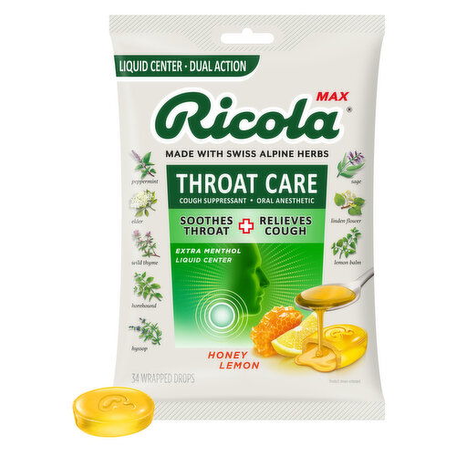 Ricola Max Throat Care Honey Lemon Cough Drops