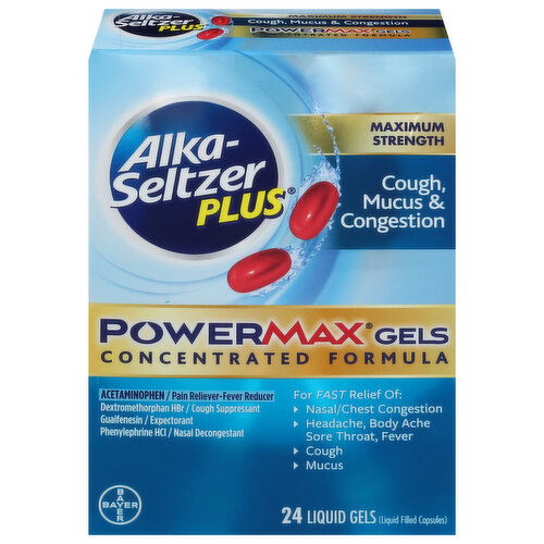 Alka-Seltzer Plus Cough, Mucus & Congestion, Maximum Strength, Liquid Gels