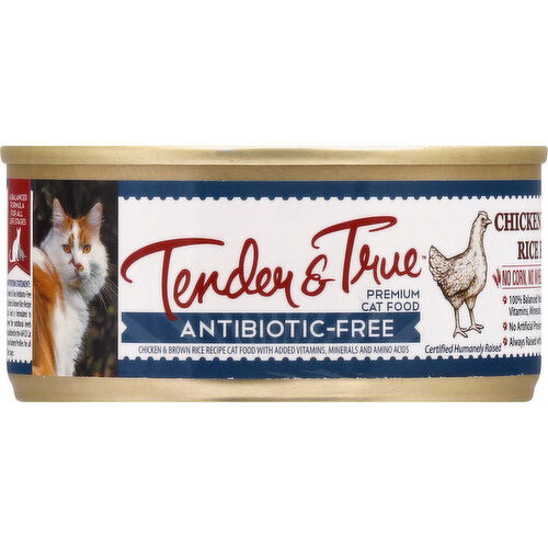 Tender & True Cat Food, Premium, Chicken & Brown Rice Recipe, Antibiotic-Free, Pate