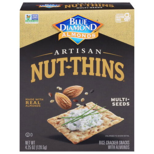 Blue Diamond Almonds Rice Cracker Snacks, Artisan, Multi-Seeds