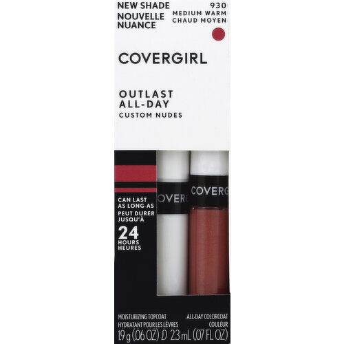 CoverGirl Lip Color, Moisturizing Topcoat & All-Day Colorcoat, Medium Warm 930