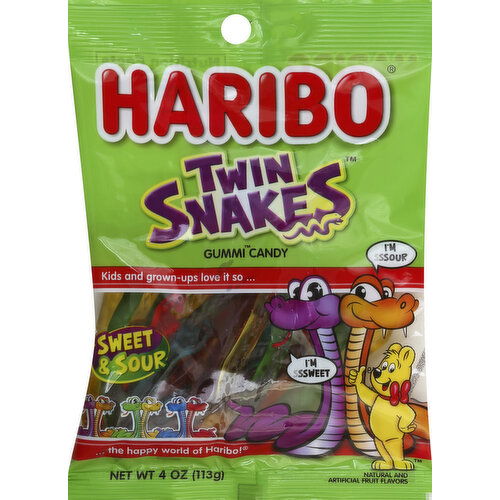 Haribo Gummi Candy, Sweet & Sour, Twin Snakes