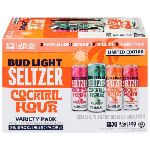 Bud Light Seltzer, Cocktail Hour, Variety Pack - 12 Each
