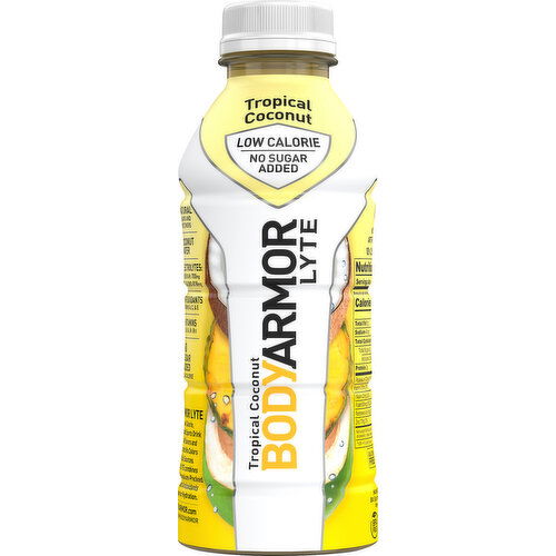 Body Armor Sports Drink, No Sugar Added, Lyte, Tropical Coconut - 16 Ounce