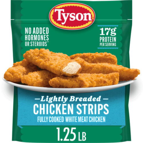 Tyson Lightly Breaded Chicken Strips, 1.25 Lb Bag