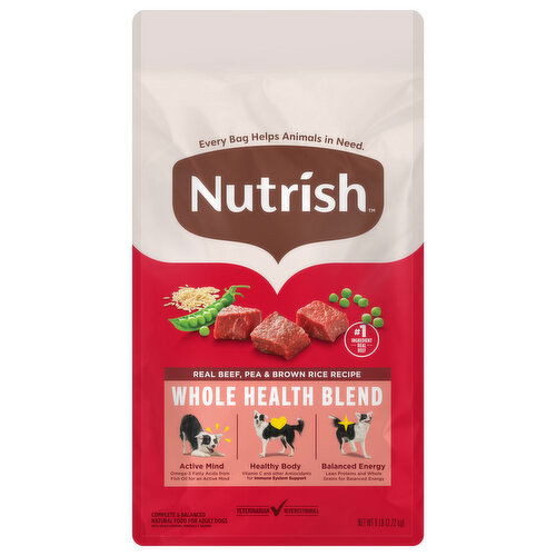 Nutrish Dog Food, Natural, Whole Health Blend, Real Beef Pea & Brown Rice Recipe, Adult