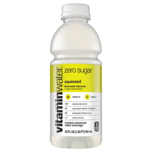 vitaminwater  Sugar Squeezed, Electrolyte Enhanced Water W/ Vitamins, Lemonade Drink