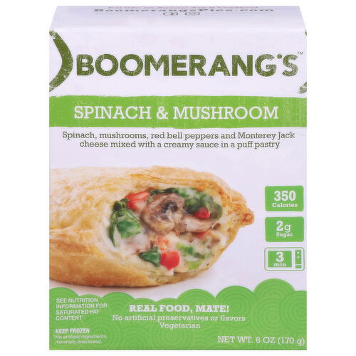 Boomerang's Pie, Spinach & Mushroom