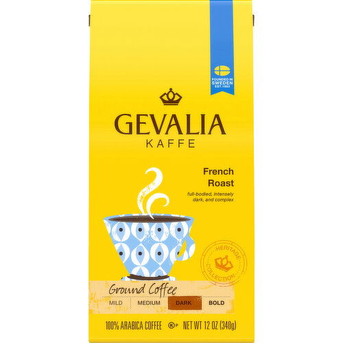 Gevalia Kaffe Coffee, 100% Arabica, Ground, Dark, French Roast