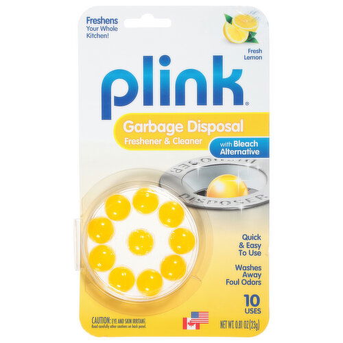 Plink Freshener & Cleaner, Garbage Disposal, with Bleach Alternative, Fresh Lemon