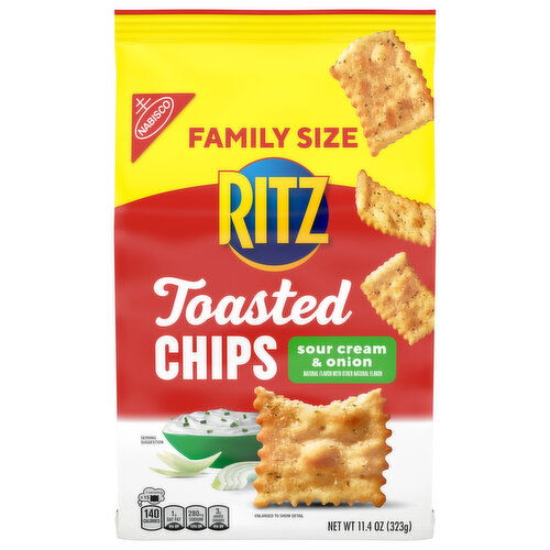 RITZ Toasted Chips Sour Cream and Onion Crackers, Party Snacks, Family Size