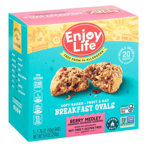 Enjoy Life Breakfast Ovals, Fruit & Oat, Soft-Baked, Berry Medley