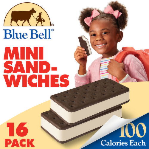 Blue Bell Mini Vanilla Ice Cream Sandwiches - 16 ct / 2.3 fl oz