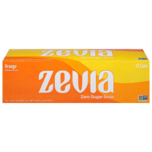 Zevia Soda, Zero Sugar, Orange