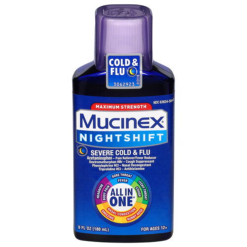 Mucinex Cold & Flu, Nightshift, Maximum Strength, Ages 12+