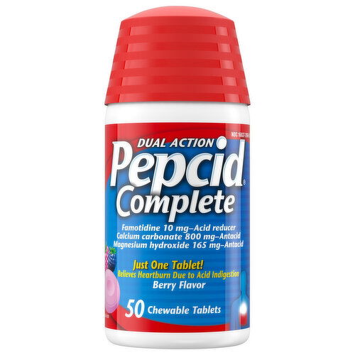 Pepcid Antacid + Acid Reducer, Dual Action, Chewable Tablets, Berry Flavor