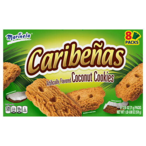 Marinela Cookies, Coconut, Caribenas, 8 Packs