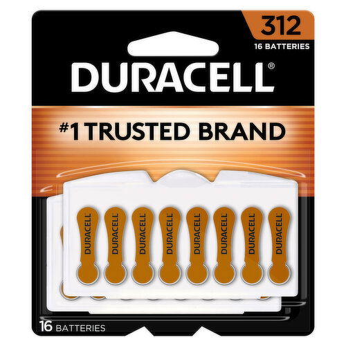 Duracell Batteries, Zinc Air, 312, 1.45 V, 16 Pack