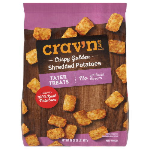 Crav'n Flavor Shredded Potatoes, Crispy Golden, Tater Treats