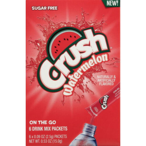 Crush Drink Mix Packets, Sugar Free, Watermelon, On The Go