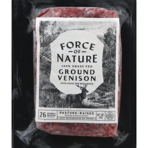 Force Of Nature Venison, Ground, 100% Grass Fed