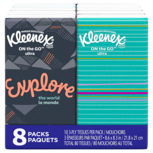 Kleenex Tissues, Ultra, 3-Ply, 8 Packs