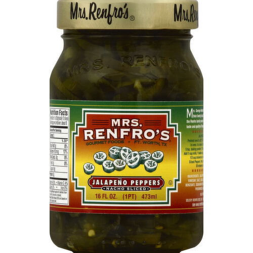 Mrs. Renfro's Jalapeno Peppers, Nacho Sliced